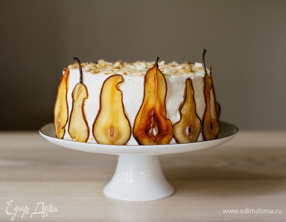 Торт с грушей и творожным кремом