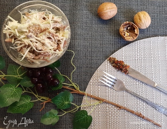 Салат из зеленой редьки с говядиной