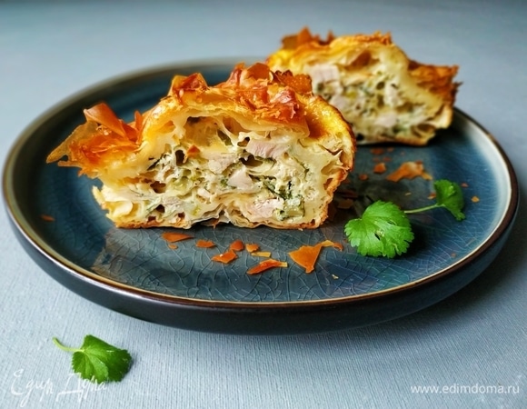 Хрустящие пирожки с курицей и омлетом