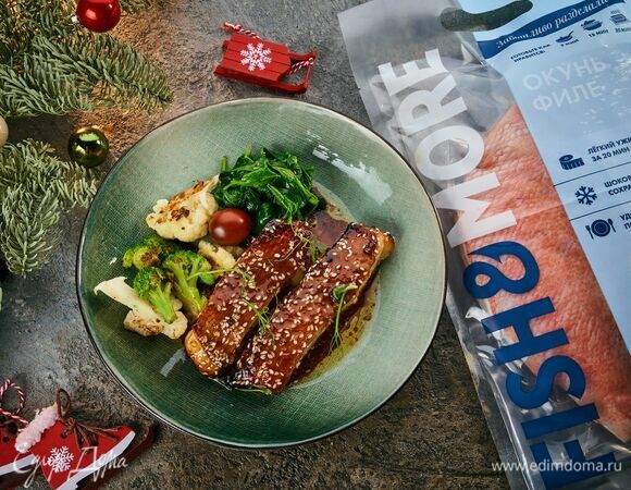 Окунь в медовой глазури с кунжутом Окунь в медовой глазури с кунжутом