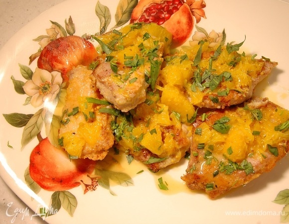 Индейка в пармезане под апельсиновым соусом