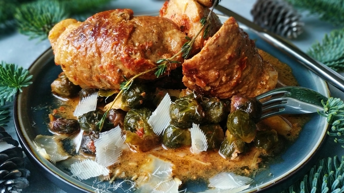 Мясные рулеты с брюссельской капустой