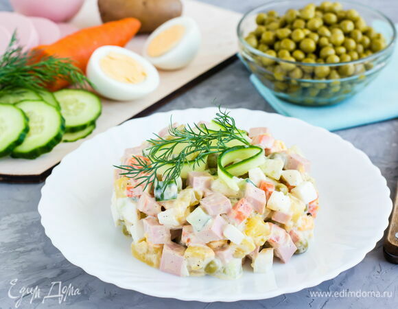 Классический оливье со свежим огурцом Классический оливье со свежим огурцом