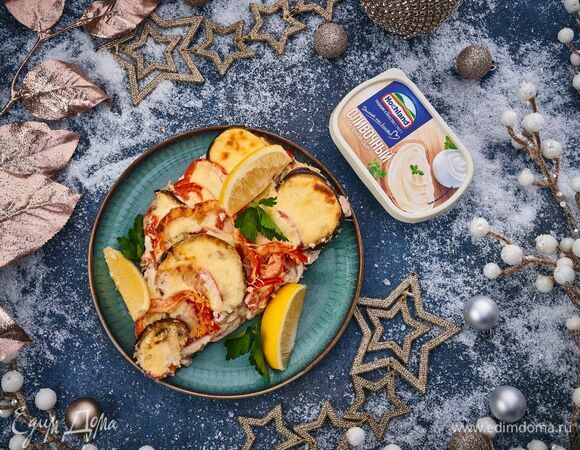 Коктал из карпа с плавленым сыром и овощами