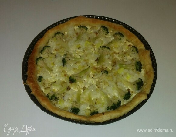 Пирог с рыбой, рисом и творогом