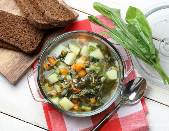 Постный зеленый борщ