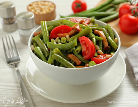 Постный салат с фасолью и грибами Постный салат с фасолью и грибами