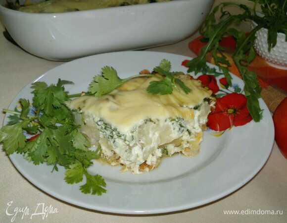 Запеканка из кабачков, цветной капусты и шпината