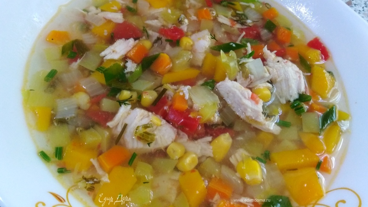 Летний суп с кукурузой