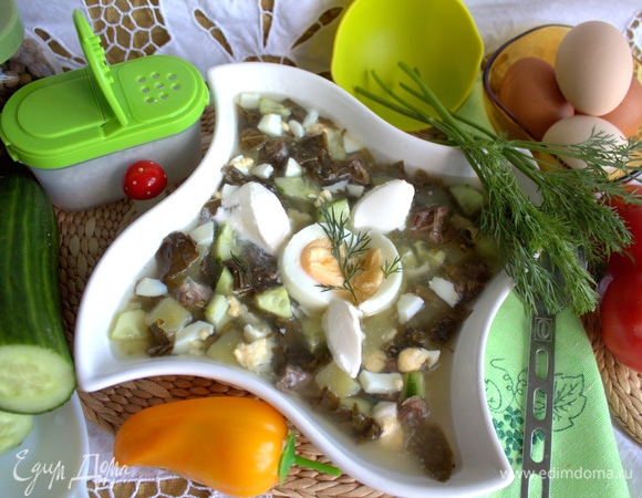 Щавелевый холодный суп с говядиной