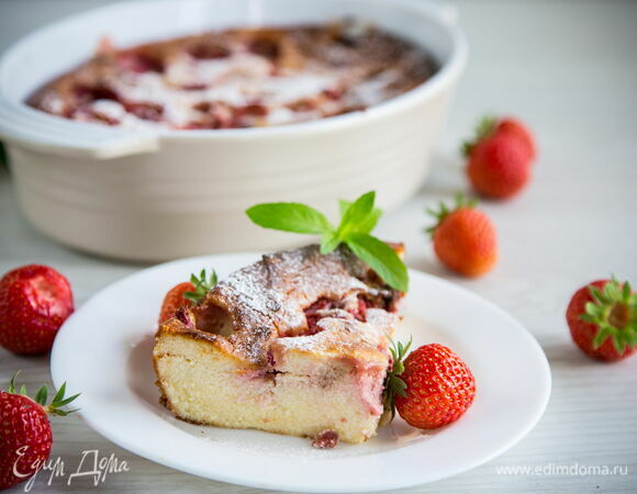 Творожная запеканка с клубникой 