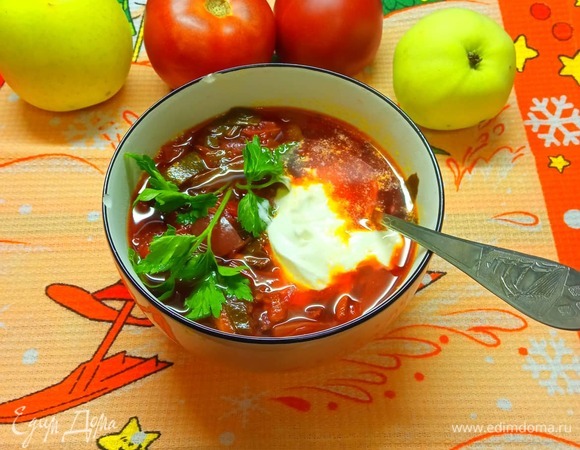 Борщ со свекольной ботвой