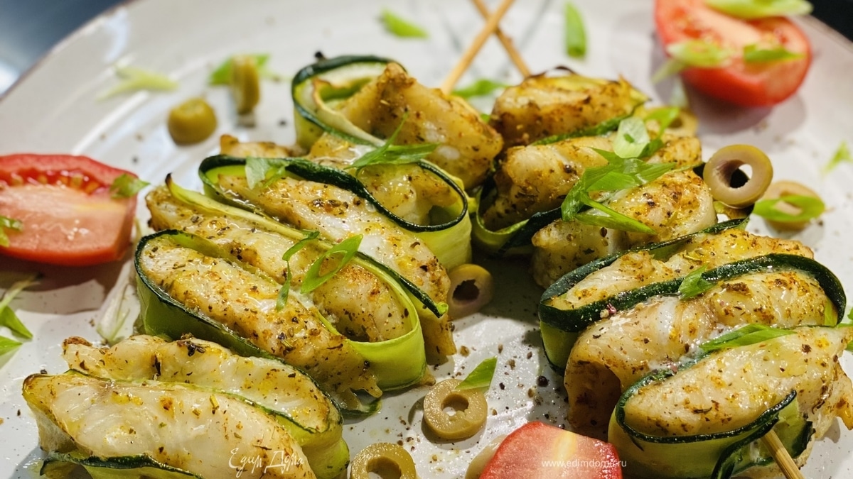 Шашлык из судака с цукини