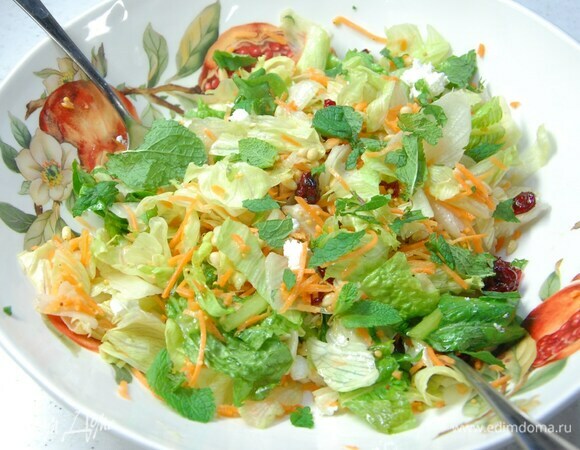 Салат с козьим сыром, клюквой и кедровыми орехами