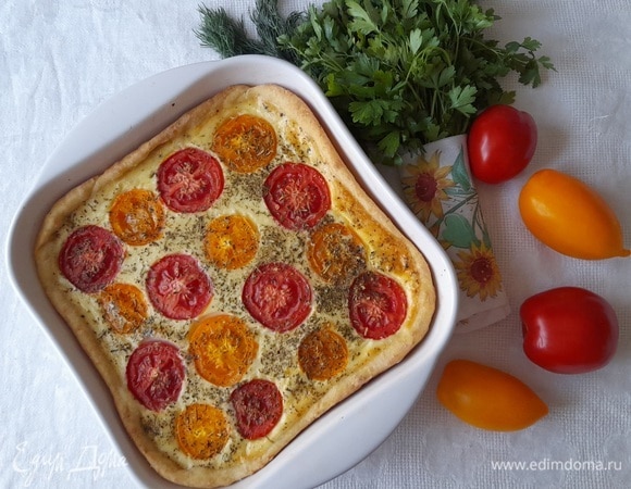 Сырный пирог с томатами Сырный пирог с томатами