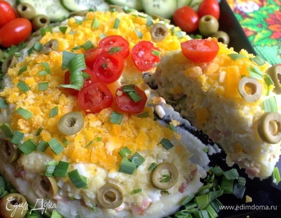 Слоеный салат с домашним майонезом Слоеный салат с домашним майонезом