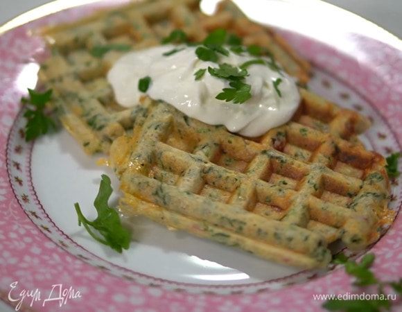 Вафли со шпинатом и сыром 