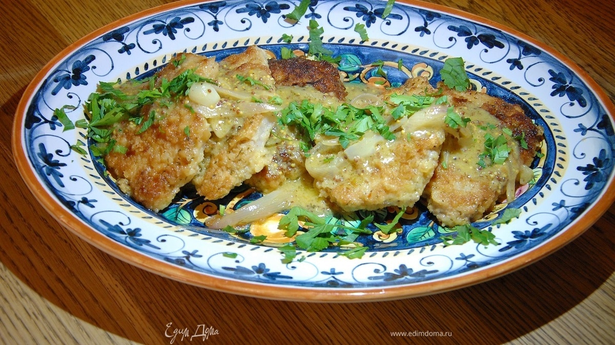 Свиные эскалопы под горчичным соусом