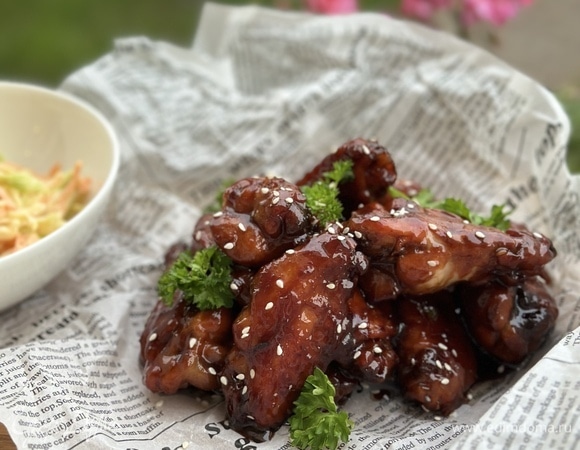 Куриные крылышки в медово-соевом соусе