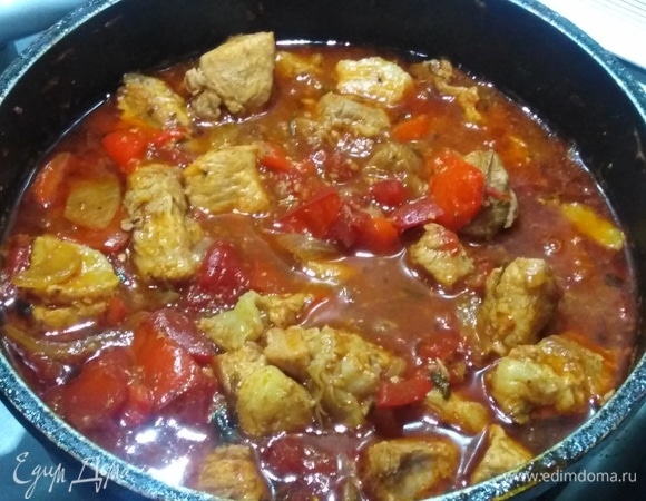 Поджарка из свинины с овощами