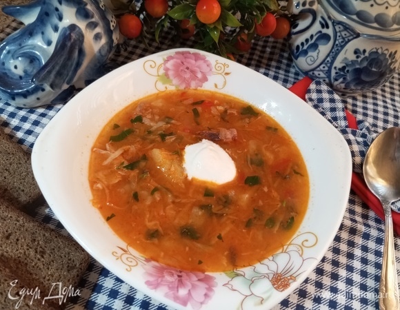 Щи с тушеной капустой