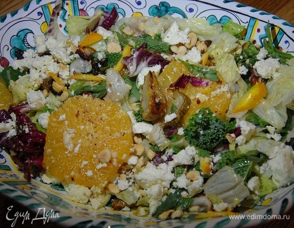 Салат с топинамбуром, апельсином и фетой