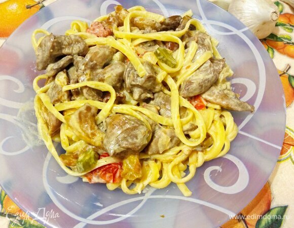 Паста с индейкой в сливочном соусе