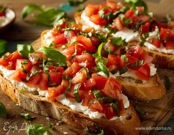 Классическая брускетта с помидорами и рикоттой