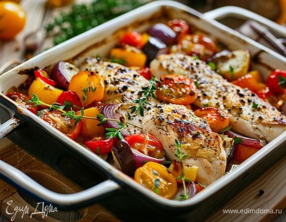 Куриное филе с овощами в духовке