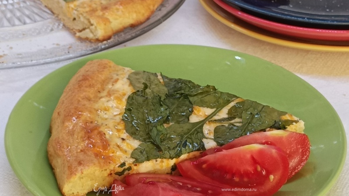 Лепешка с сыром и шпинатом