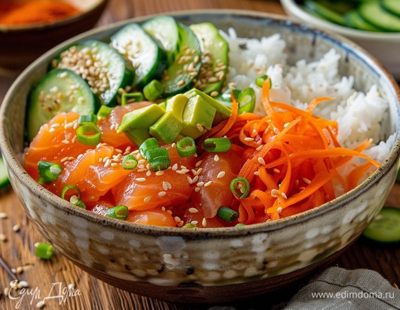 Боул с рисом, форелью и овощами Боул с рисом, форелью и овощами
