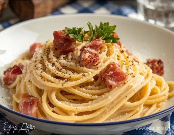 Карбонара с беконом и сливками Карбонара с беконом и сливками