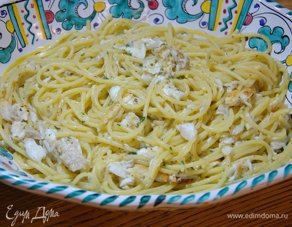 Спагетти с сибасом и лимонным соусом Спагетти с сибасом и лимонным соусом