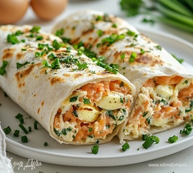 Теплая закуска из рыбы и лука в лаваше