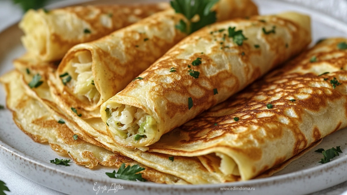 Постные блины с капустой