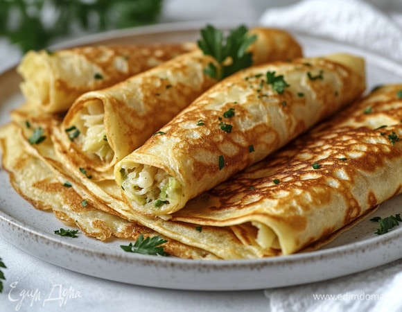 Постные блины с капустой Постные блины с капустой