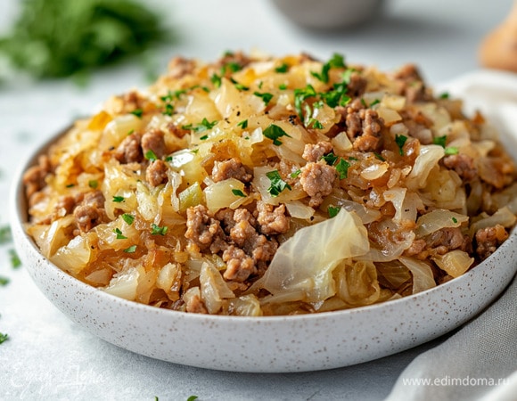 Тушеная капуста с фаршем в мультиварке Тушеная капуста с фаршем в мультиварке