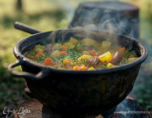Гороховый суп в казане