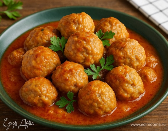 Тефтели с рисом подливкой на сковороде Тефтели с рисом подливкой на сковороде