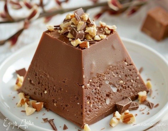 Шоколадная пасха с какао и орехами