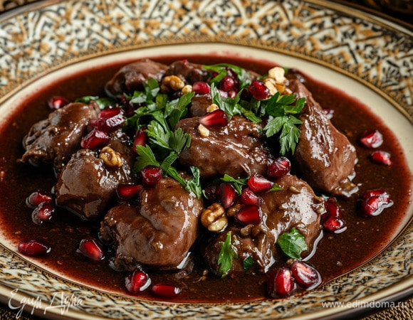 Куриная печень в гранатовом соусе Куриная печень в гранатовом соусе