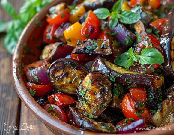 Салат из печеных овощей на мангале