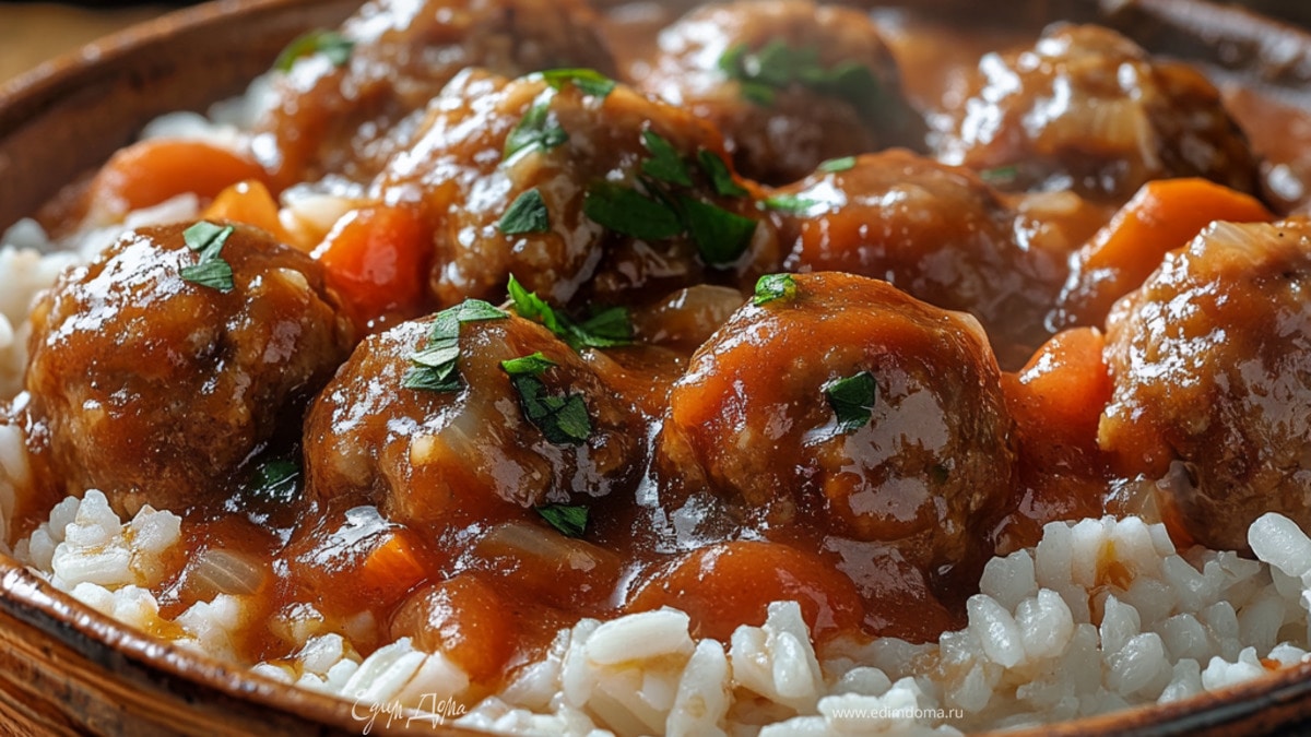 Тефтели с рисом и подливкой
