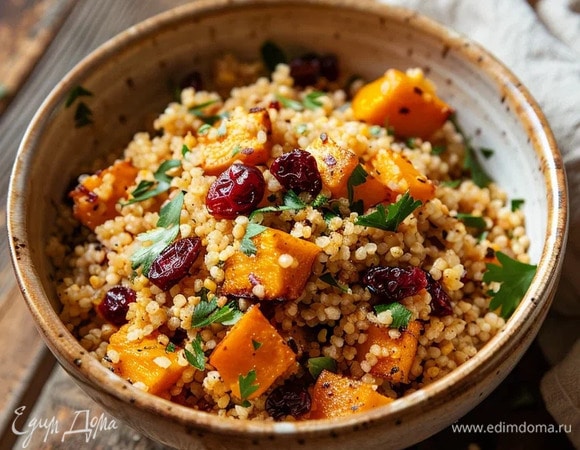 Булгур с тыквой, клюквой и зеленью Булгур с тыквой, клюквой и зеленью