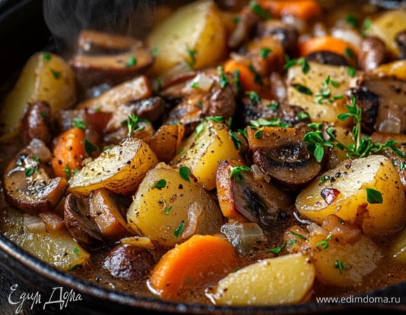 Жаркое с грибами и картошкой Жаркое с грибами и картошкой