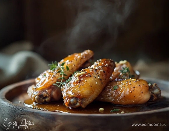 Куриные крылышки в медово-горчичном соусе Куриные крылышки в медово-горчичном соусе