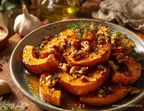 Печёная тыква с мёдом и орехами Печёная тыква с мёдом и орехами