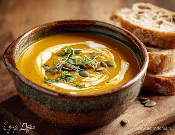 Сливочный крем-суп из тыквы с чесноком