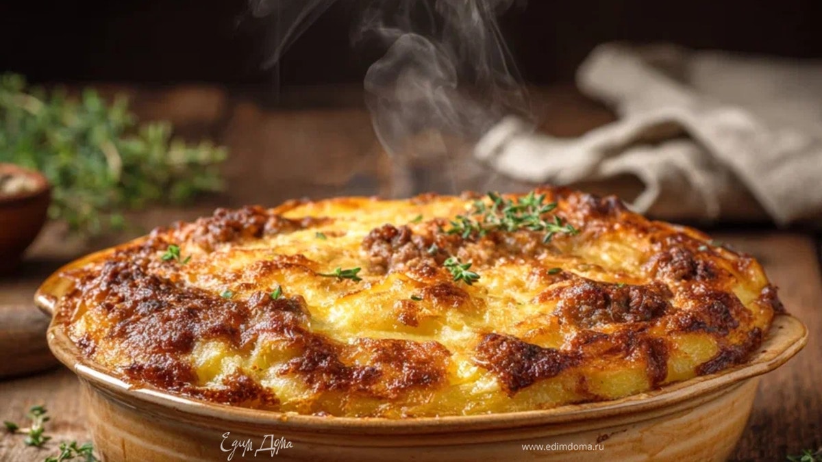Картофельная запеканка с мясным фаршем и сыром