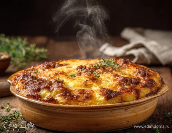 Картофельная запеканка с мясным фаршем и сыром Картофельная запеканка с мясным фаршем и сыром